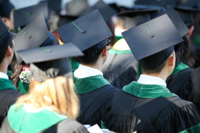 The graduation hat-throwing tradition started in the United States but has taken off worldwide