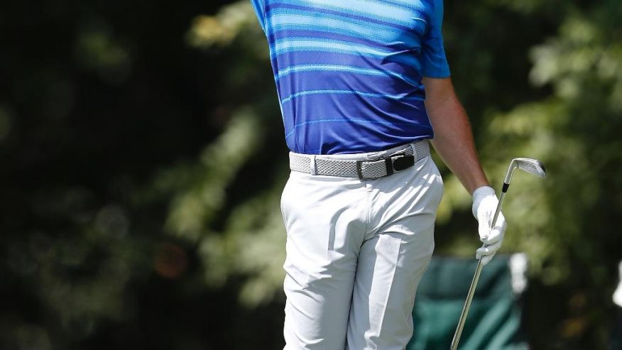 Rory Mc Ilroy warns spectators of his errant shot on the second tee during the second round of play at the Tour Championship golf tournament at East Lake Golf Club Friday Sept. 23 2016 in Atlanta