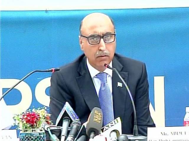 Pakistan High Commissioner to India addressing a press conference in New Delhi