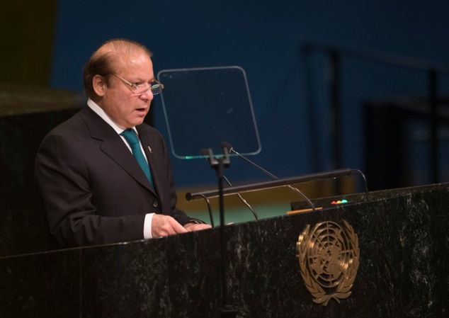 Pakistani Prime Minister Muhammad Nawaz Sharif addresses the United Nations General Assembly General Debate