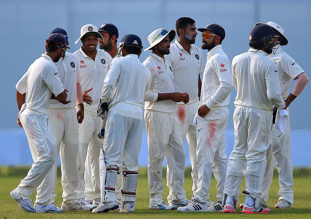 Indian players celebrating the wicket of Ross Taylor