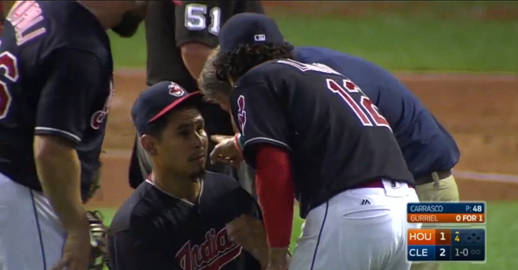 Indians pitcher needed help after a midge flew into his eye mid-pitch