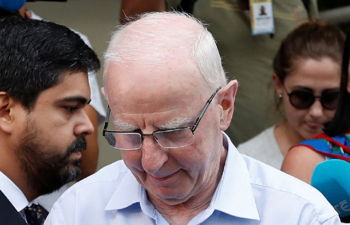 Former top European member of the International Olympic Committee Patrick Hickey leaves a police station in Rio de Janeiro Brazil Tuesday. — Reuters