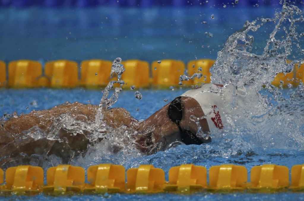 Aurelie Rivard of Canada competes in the women's 100-metre freestyle at the Rio Paralympics. Rivard won gold with her time of 59.31 seconds