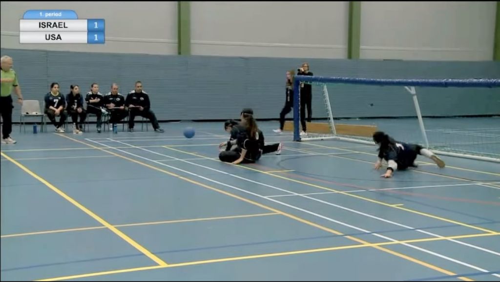 Israel's goalball team competes against the US in 2015