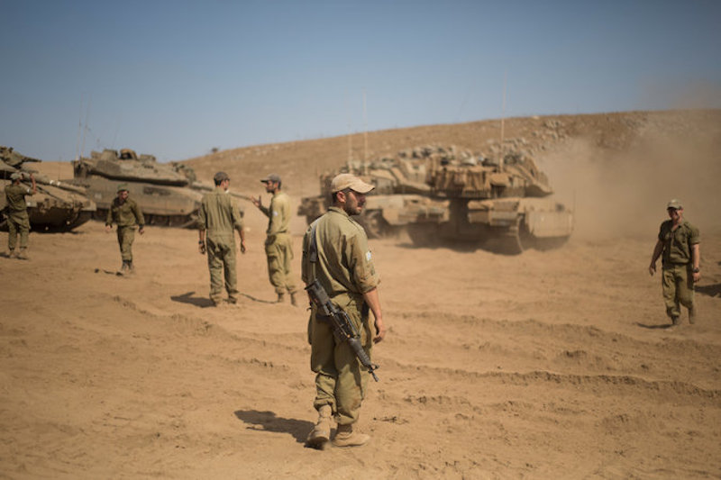 Israeli forces during a training exercise in the Israeli-held part of the Golan Heights on Tuesday