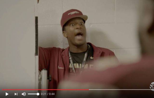 Jameis Winston gives a mean halftime speech