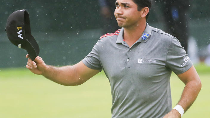 Jason Day's defence at The Barclays is off to a promising start as he sits two shots off the pace