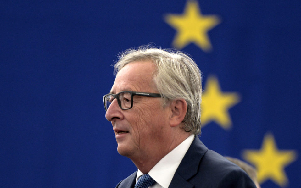 European Commission's President Jean Claude Juncker arrives to make his State of the Union address to the European Parliament in Strasbourg eastern France
