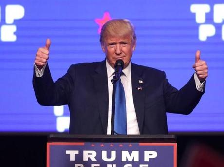 MIAMI FL- SEPTEMBER 16 Republican presidential candidate Donald Trump speaks during a rally at the James L. Knight Center