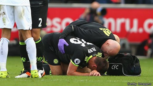 John Terry was injured in Chelsea's draw at Swansea on 11 September