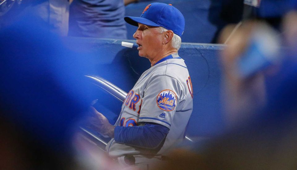 New York Mets manager Terry Collins watches his