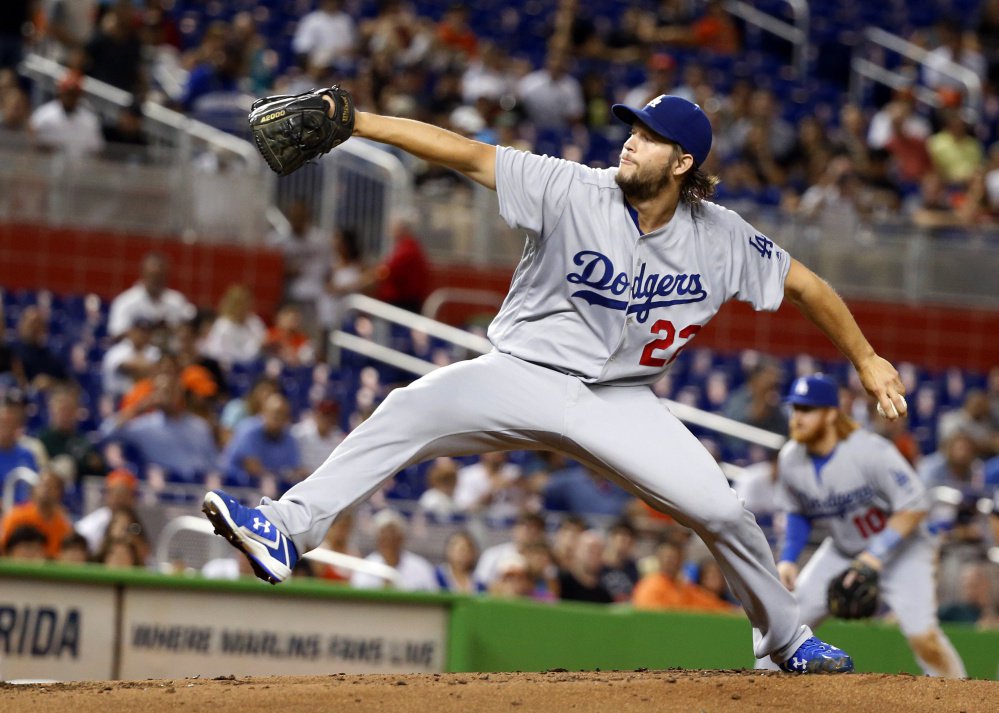 Clayton Kershaw of the Dodgers threw 66 pitches in three innings Friday night in his first start since June 26 because of a back injury. Los Angeles lost to the Marlins 4-1