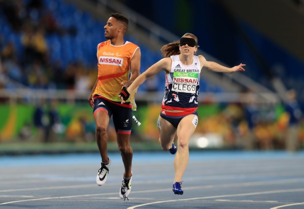 Great Britain's Libby Clegg and guide Chris Clarke