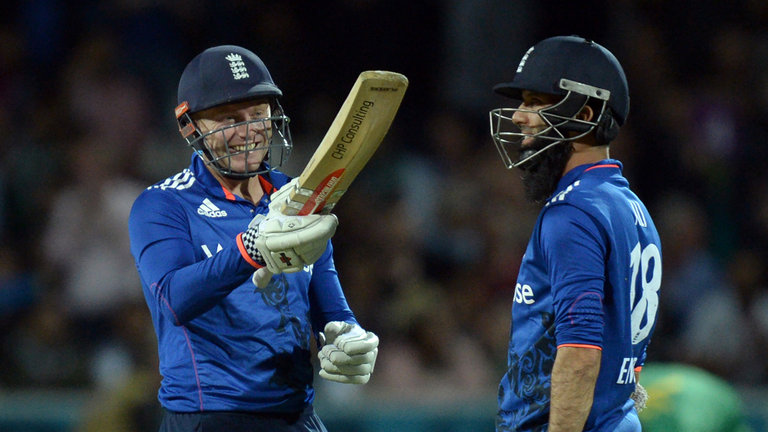 Jonny Bairstow celebrates after reaching 50 during Thursday's match