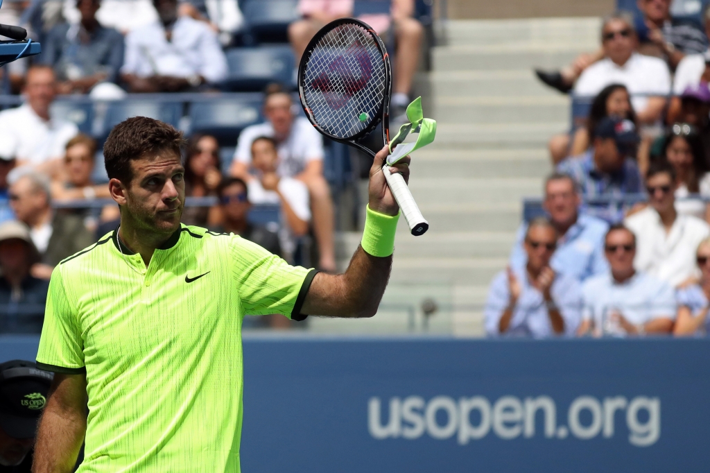 Juan Martin Del Potro of Argentina waves to the crowd after his match against Dominic Thiem of Austria in New York Monday. — Reuters