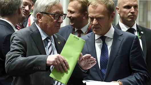 EU Commission President Jean Claude Juncker and EU Council President Donald Tusk