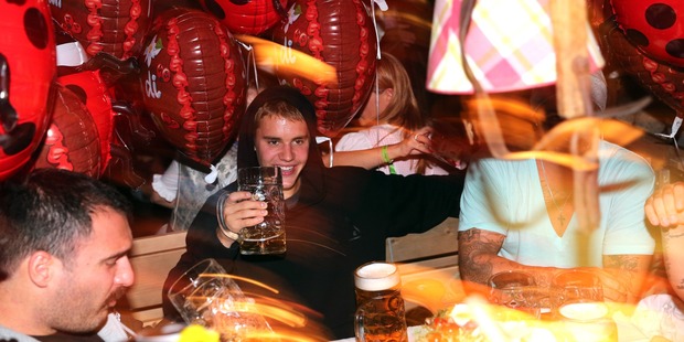 Justin Bieber enjoying the opening of the Oktoberfest 2016 in Germany