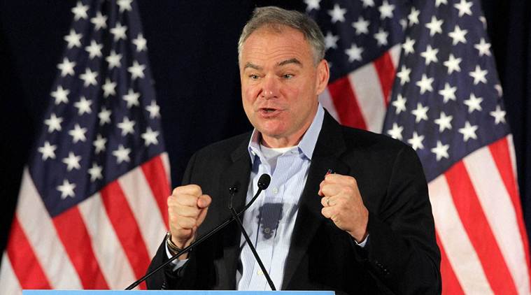 Democratic vice presidential candidate Sen. Tim Kaine D-Va. speaks during a policy discussion event with the press before a meeting with Florida mayors at Southwest Focal Point Senior Center in Pembroke Pines Fla. Saturday Aug. 27 2016. AP  PTI