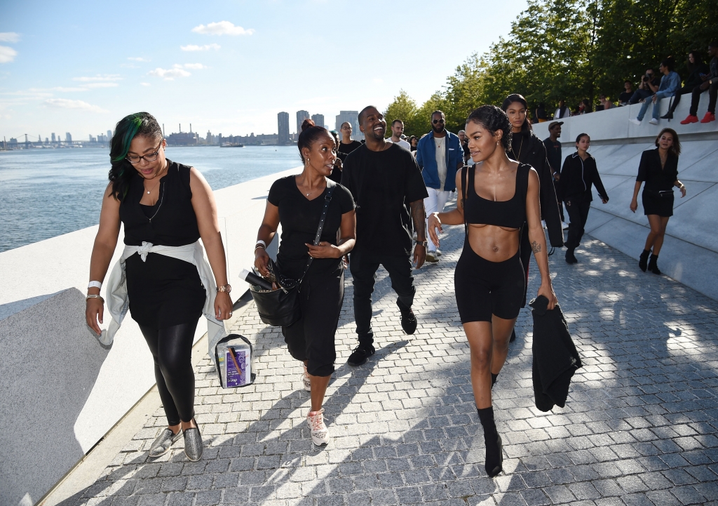 Kanye West and Teyana Taylor arrive at the Yeezy Season 4 presentation