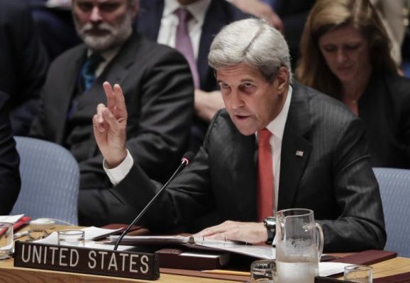 U.S. Secretary of State John Kerry speaks during