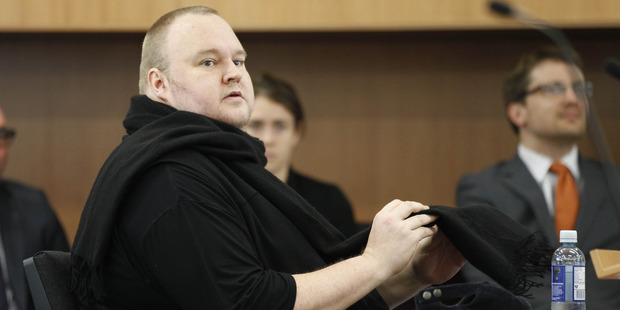 Kim Dotcom appearing in Auckland District Court for the decision on his extradition