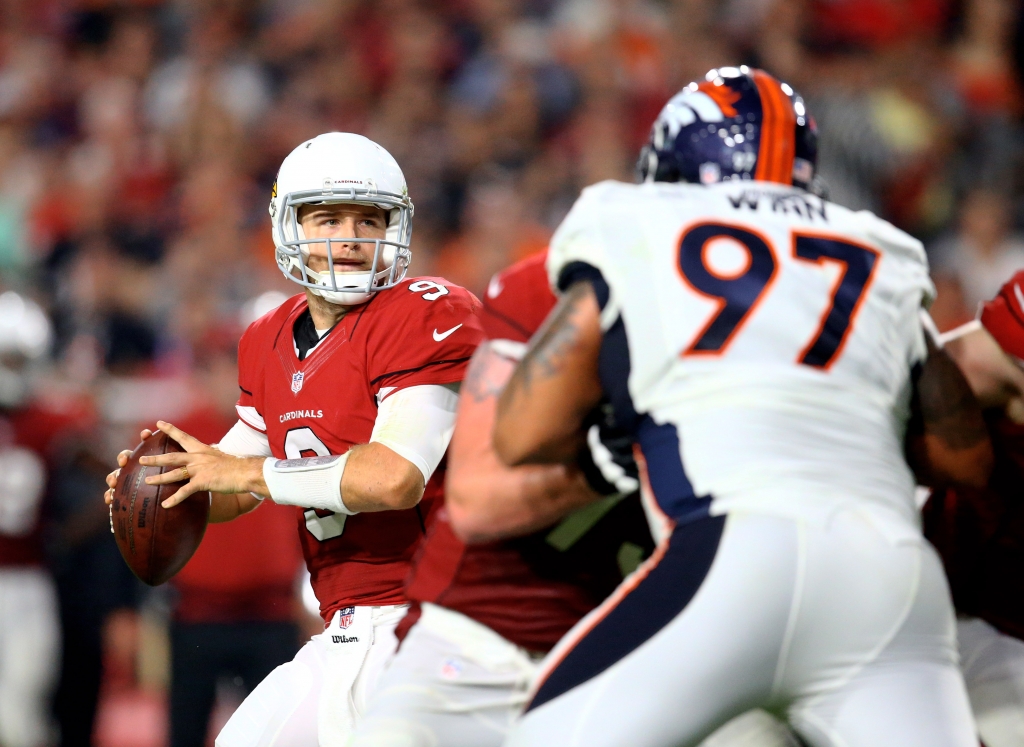 Sep 1 2016 Glendale AZ USA Arizona Cardinals quarterback Matt Barkley throws a pass in the second quarter against the Denver Broncos during a preseason game at University of Phoenix Stadium. Mandatory Credit Mark J. Rebilas-USA TODAY Sports