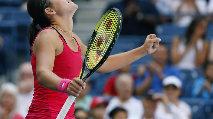 Latvia's Anastasija Sevastova has beaten Johanna Konta to reach the US Open quarter-finals