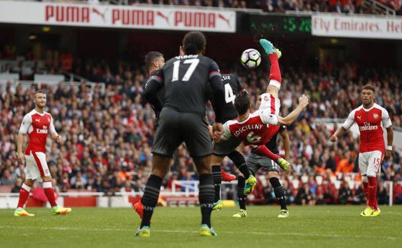 Laurent Koscielny scores Arsenal’s first goal