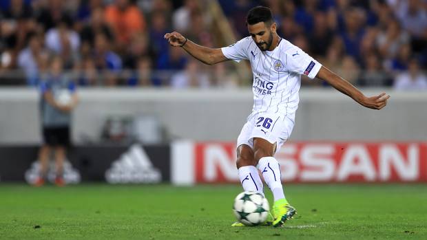 Leicester's Riyad Mahrez scored twice in the 3-0 Champions League win over Club Brugge