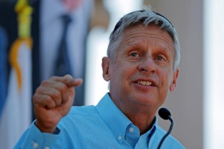 Libertarian presidential candidate Gary Johnson speaks at a campaign rally in Boston Massachusetts U.S