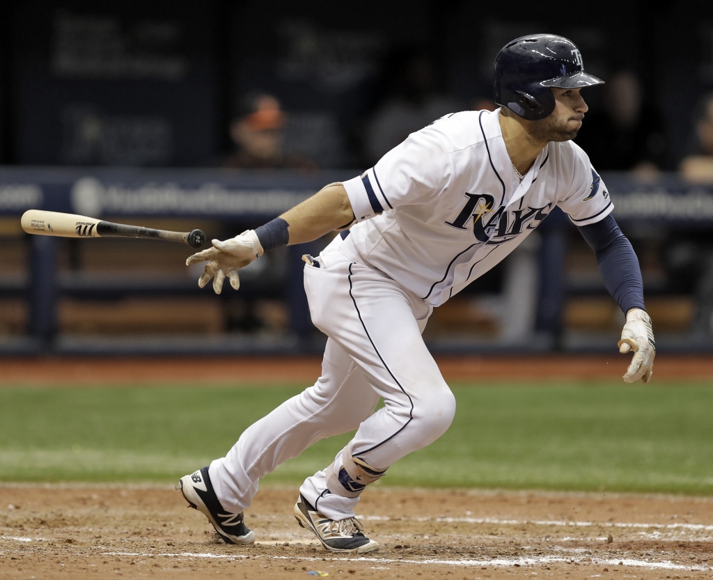 Tampa Bay Rays&#039 Kevin Kiermaier singles off Baltimore Orioles relief pitcher Brad Brach during the eighth inning of a baseball game Wednesday Sept. 7 2016 in St. Petersburg Fla