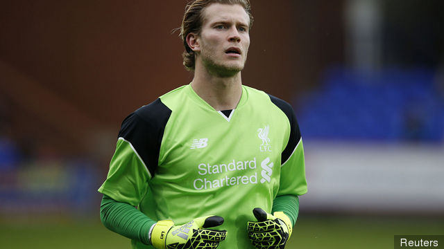 Liverpool's Loris Karius warms up before the match