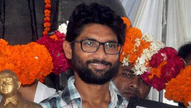 Lucknow Dalit leader Jignesh Mevani being honoured by Ambedkar Mahasabha in Lucknow on Saturday. PTI