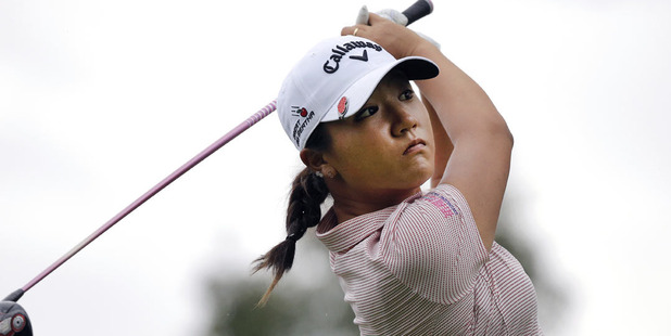 Lydia Ko tees off during her opening round at the Evian Championship