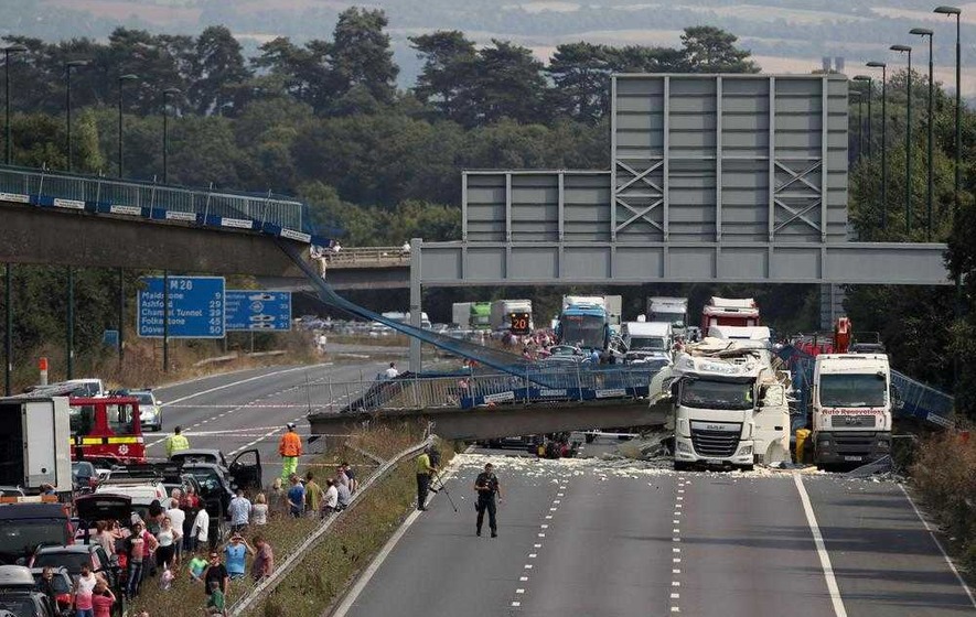 M20 reopens after footbridge collapse