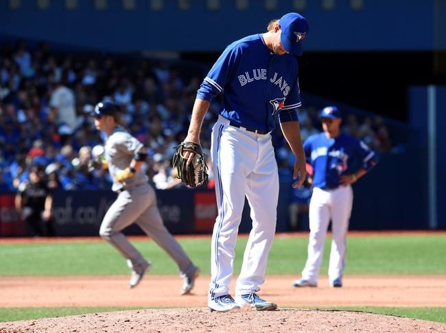 Tampa Rays&#039 Corey Dickerson rounds the bases after hitting a two-run home run off Toronto Blue Jays&#039 reliever Matt Dermody during sixth inning American League baseball action against the Blue Jays in Toronto on Wednesday Sept.14 2016. T