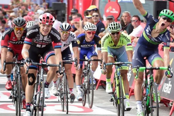 Magnus Cort Nielsen claimed stage 18 of the Vuelta a Espana in a sprint finish on Thursday