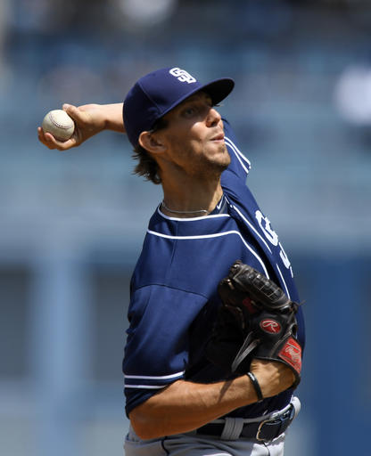 San Diego Padres starting pitcher Christian Friedrich throws to the plate during the first inning of a baseball game against the Los Angeles Dodgers Sunday Sept. 4 2016 in Los Angeles