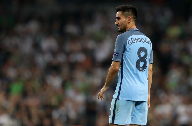 Manchester City's Ilkay Gundogan during the Champions League match at the Etihad Stadium Manchester. Martin Rickett  PA Wire