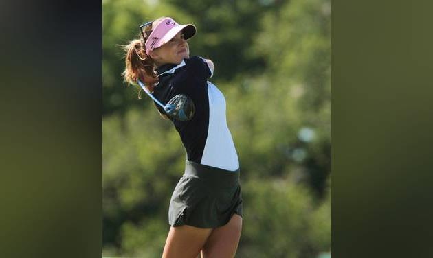 Belen Mozo of Spain watches a tee shot on the sixth hole during the first round of the Manulife LPGA Classic golf tournament in Cambridge Ontario on Thursday Sept. 1 2016