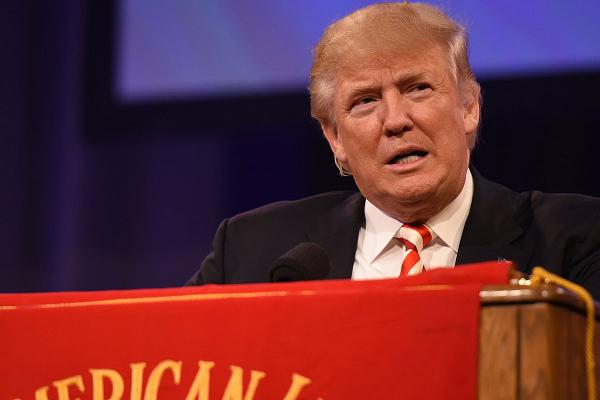 Republican presidential candidate Donald Trump speaks to the American Legion National Convention Thursday Sept. 1 2016 in Cincinnati. American Legion