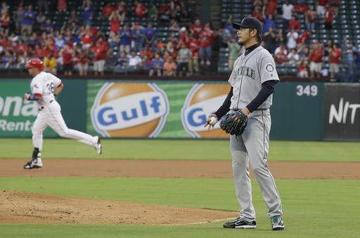 Baseball: Darvish solid while Rangers' bats clobber Iwakuma