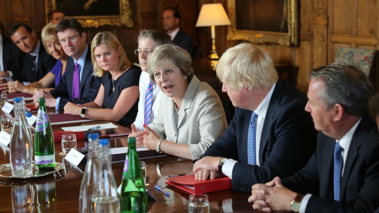 Mark Richards- WPA Pool  Getty Images Theresa May addresses her ministers at Chequers during the Brexit brainstorm