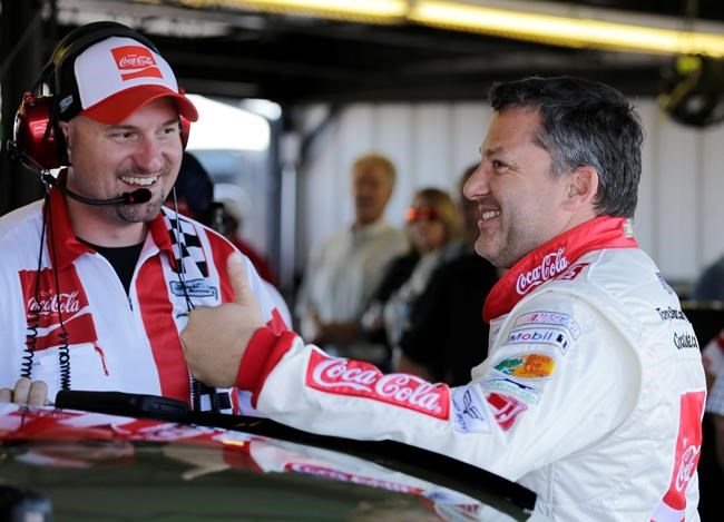 Tony Stewart gives a thumbs before NASCAR Sprint Cup auto racing practice at Darlington Raceway Saturday Sept. 3 2016 in Darlington S.C