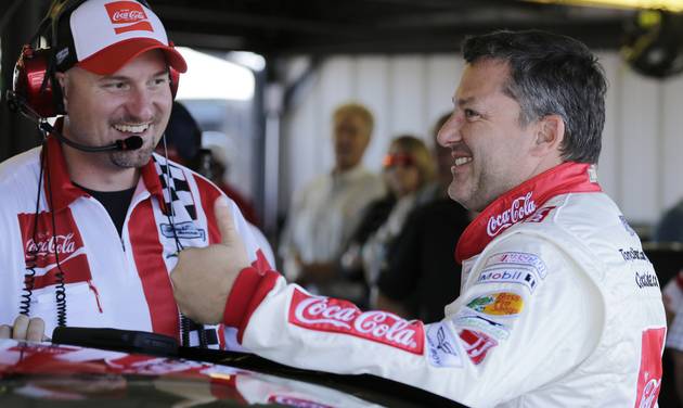 Tony Stewart gives a thumbs before NASCAR Sprint Cup auto racing practice at Darlington Raceway Saturday Sept. 3 2016 in Darlington S.C