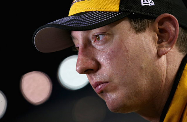 Kyle Busch reacts after the NASCAR Sprint Cup Series Federated Auto Parts 400 at Richmond International Raceway last weekend