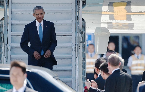 U.S. President Barack Obama arrives on Air Force One for the 2016 G20 State Leaders Hangzhou Summit at the Hangzhou Xiaoshan International Airport