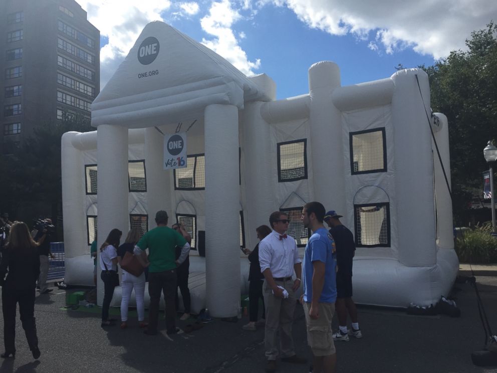 Meghan Keneally  ABC NewsA White House bouncy castle at Hofstra University in Hempstead New York Sept. 26 2016