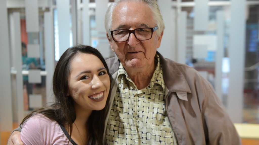 Melanie Salazar and her 82-year-old grandfather Rene Neira